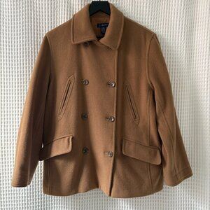 J.Crew camel wool-cashmere blend preppy classic women's peacoat petite medium